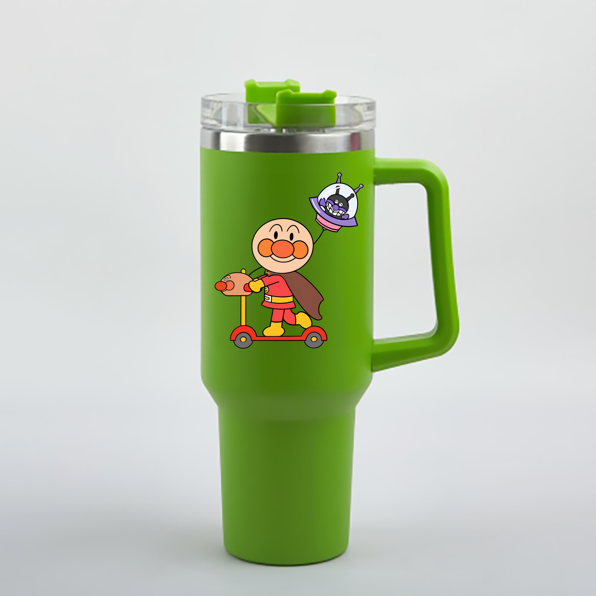 （画像用） アンパンマン Anpanman 1200mL車用タンブラー - クリスタルステッカー（プラスチックストロー付き）
